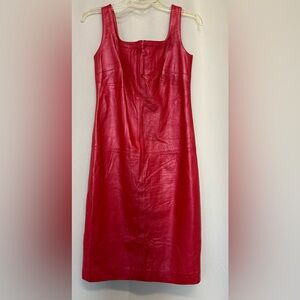 Laurel by Escada Metallic Red Leather Dress